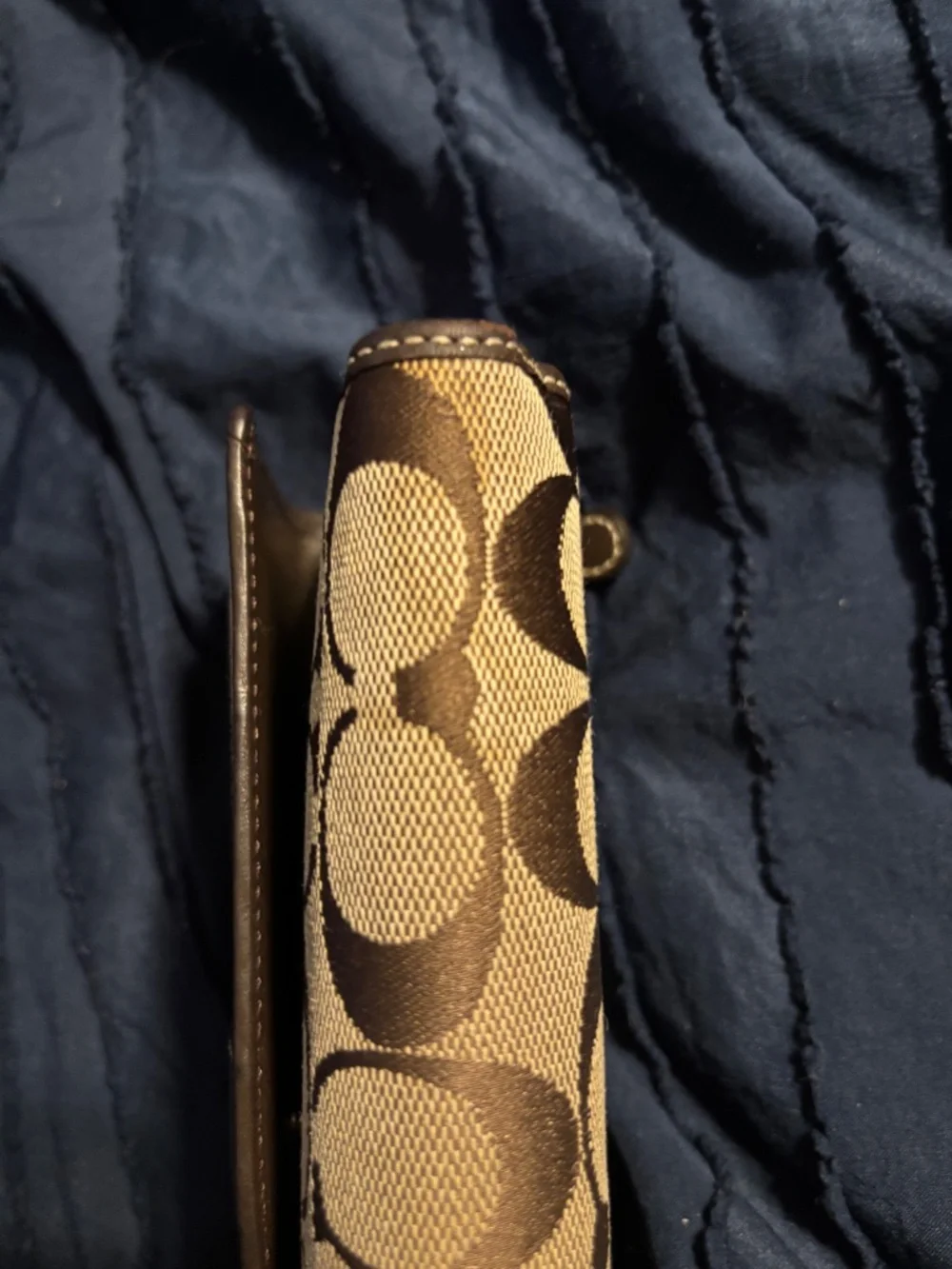 Coach Brown Logo Tri-Fold Checkbook Wallet